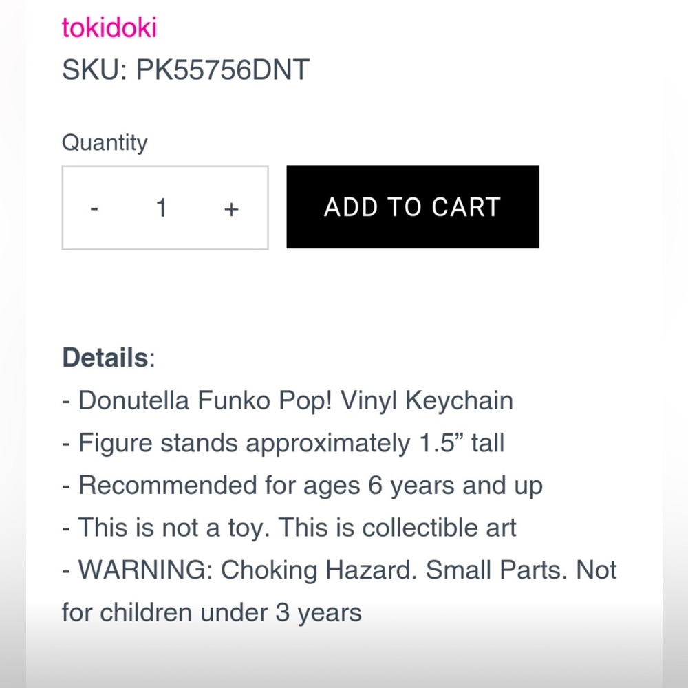 Tokidoki Funko Pop Donutella Vinyl Keychain 1.5” Collectible Figure NEW - Picture 3 of 3